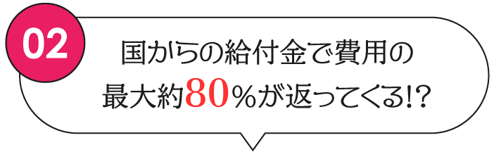 国からの給付金で費用の最大約80％が返ってくる!?